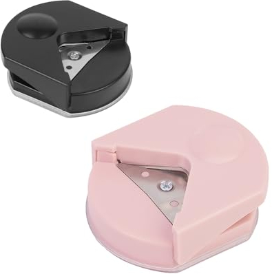 2 Piezas Cortador De Esquinas, Punzón para Redondear esQuinas, para Papel, Láminas Laminadas, Manualidades en Papel, Tarjetas Fotográficas (Negro, Rosa)
