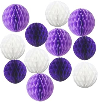 12pcs Honeycomb Balls Decorations 3'' 6'' 8'' Purple Honeycomb Flower Ball