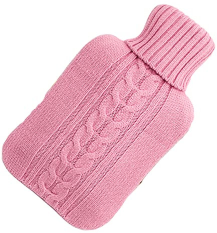 OATIPHO housse de bouillotte tricotée bouteille d'eau chaude bouillote étui pour bouillotte housse de femme se soucier d'eau bouchon de bouteille d' Manquer rose