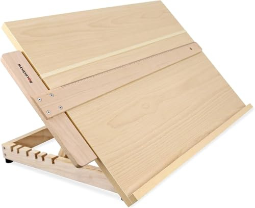 Liquidraw Planche à dessin d'artiste A2, planche à dessin d'art en bois massif réglable à 6 angles avec règle carrée en T de 60 cm, chevalet de table portable pour dessin 25,5 x 18,5