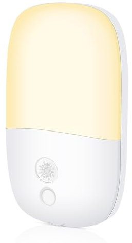 HOTUT Plug-in Night Light with Dusk to Dawn Sensor, Adjustable Brightness, Warm White - Kids' Room, Bedroom, Hallway, Stairs