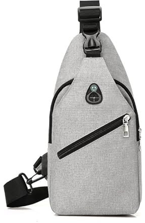 UieaMsio Brusttasche Herren,Sling Crossbody Bag,Multifunktionale Crossbody Brusttasche,Leichte Bag Brusttasche, für Radfahren,Reisen,Herren und Damen (Grau)