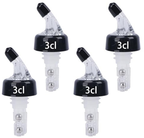 Minnhua 4 Pezzi Versatore Automatico Misurato 3cl Versatori per Bottiglie Plastica Liquore Beccucci Bottiglie per Collo Bottigli 18-20 mm Vino Versatore Bottiglia per Liquore Olio Cocktail Vino Bar