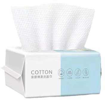 Salviette in Cotone Super Morbide per il Viso - Asciugamani Usa e Getta per Pelli Sensibili | Tessuto Bianco Extra Spesso | Monouso