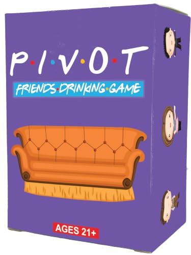 Card Plug Pivot - The Friends TV Show Drinking Game - Fun Trivia Challenges for Fans of Friends - Test Your Knowledge or Take a Drink at Parties & Gatherings