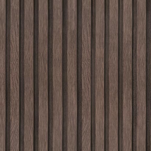 wishFIRE Wood Slat Wallpaper Natural Wood Effect Peel and Stick Wallpaper | 44cm x 305cm Light Tan Vintage Self Adhesive Removable Panel Wall Paper Roll for Living Room Bedroom