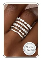 ZNBOH 5PCS Bague Femme Argent Bagues Plaqué Or 18 Carats Bague con Zirconium Empilable Pouce Phalange Alliance Fine de Fiançailles Mariage Promesse Bague Lot Cadeau Anniversaire Bijoux