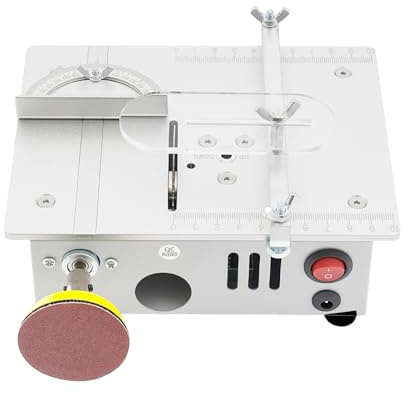 Mini sega circolare da tavolo, 96 W, piccola sega da tavolo con 7 livelli di velocità e 5000 giri/min, seghe circolari portatili per legno acrilico, metallo, altezza di taglio regolabile da 0,1 a 15