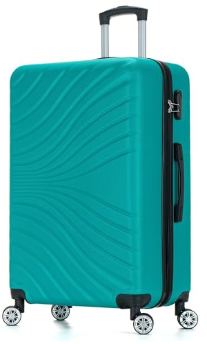 DK Luggage 24 Medium Hard Shell Suitcase 4 Wheel Spinner ABS27 (Aqua, 24 Medium)