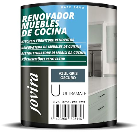 JOVIRA PINTURAS Vernice per rinnovare i mobili di cucina, bagno e porte, Ultra Opaca all'acqua. (750 Millilitri, Blu Grigio Scuro)