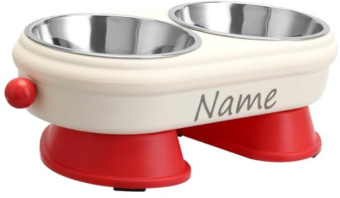 CQSXM Ciotola per Cani e Gatti Personalizzata, Ciotole in Acciaio Inox Staccabili da 350 ml x2, Antiscivolo, per Gatti e Cani di Piccola Taglia (Personalizzabile)