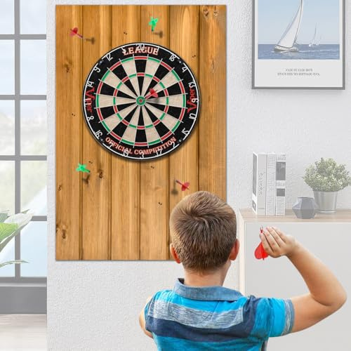 Yuragim Protection Murale pour Cible de Fléchettes en Feutre Haute Densité Autocollante, 30x30x1.2cm Panneau de Protection Mur Effet Bois Anti Impact, Installation Facile pour Salle de Jeux Bar Maison