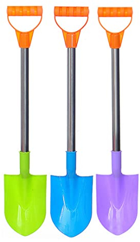 Bemonew Pala de Nieve para niños Palas de Playa para niños Pala de Nieve de Acero Inoxidable con cucharas de plástico y Mango 3 Piezas