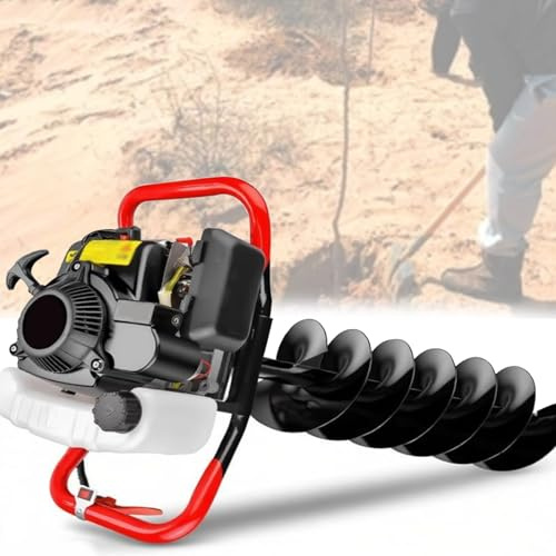 DOZPAL Taladro Ahoyador para Jardín — Ahoyador de Tierra Inalámbrico con Motor de Gasolina de 4 Tiempos y 999 CC; Excavadora para Postes + 1 Broca a Elección (8/10 / 12/15 / 20/25 / 30 cm) 12cm