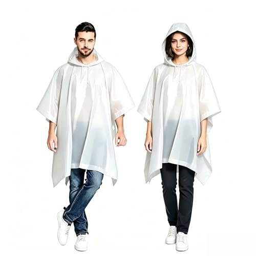 JXJIUA 2 Pack Rain Ponchos for Adults Men/Women Raincoats Reusable Lightweight Survival Emergency Heavy Duty Rain Coat with Drawstring Hood