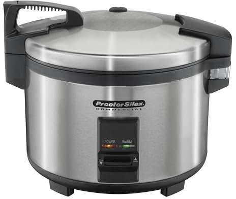Proctor Silex Commercial 37540 Rice Cooker/Warmer, 40 Cups Cooked Rice Capacity, Nonstick Inner Pot, Hinged Lid, Stainless Steel Housing, Conforms to NSF