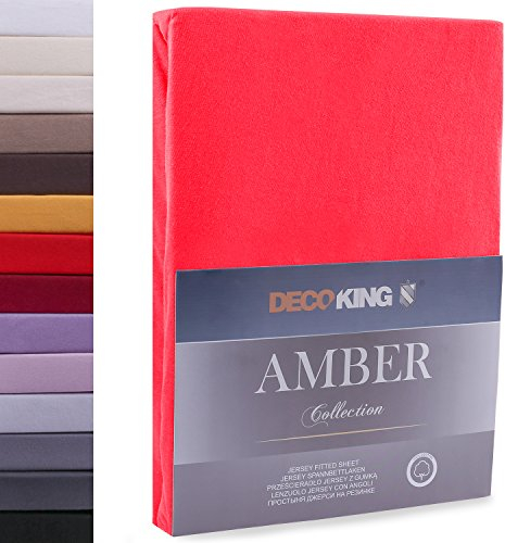 DecoKing Spannbettlaken 160x200 180x200 cm 100% gekämmte Baumwolle Rot Spannbetttücher Jersey Boxspringbett Amber 160 x 200 180 x 200