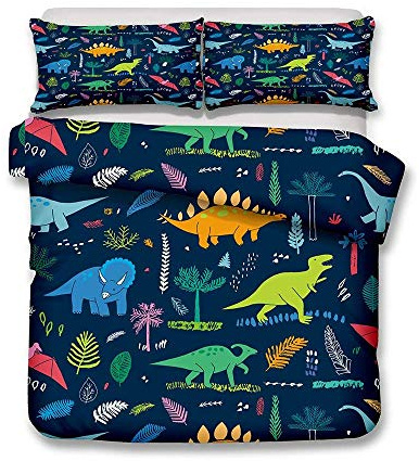 Parure de lit avec Housse de Couette 3D Dinosaure Animal Hommes Jeunes Garçons Enfants Simple/Double/King Housse de Couette et Taies d'oreiller (Style 5#, 220x240cm)
