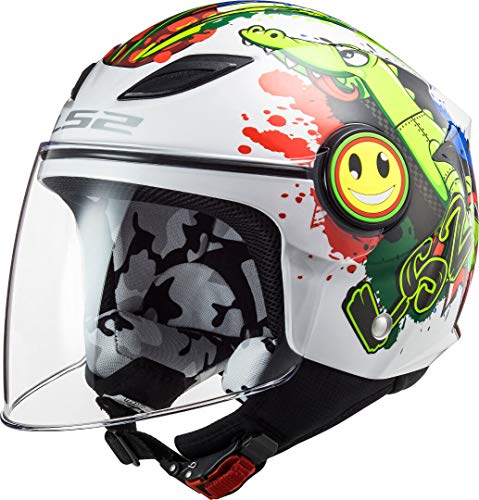 LS2, Motorradhelm für Kinder Funny Croco Gloss White, L