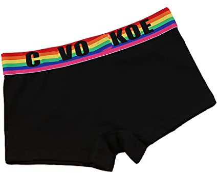 BaronHong Tomboy Masc Nieten Lesben Boxershorts Neutral Mode Baumwolle Unterwäsche Regenbogenbund (schwarz,2XL)