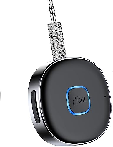 HORJOR Ricevitore Bluetooth Auto AUX, Mini Adattatore Bluetooth Auto Jack 3.5 mm,Chiamate In Vivavoce,Cuffie Cablate,Auto Altoparlanti