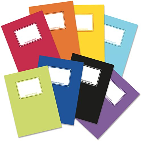 Papierdrachen 8 hochwertige Heftumschläge aus Papier für Kinder | DIN A5| Motiv einfarbig - Heftschoner ideal für die Schule - Heftumschlag 250g/m² - Set Nummer 8