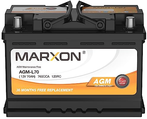 MARXON Group 48 H6 L3 Start and Stop Car Battery 12v 70AH 760CCA AGM BCI48 Maintenance Free Automotive Replacement Batteries