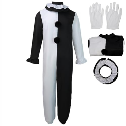 Moalioi Art the clown costume Cosplay Halloween Bodysuit The Killer Clown Cosplay Costume Full Set (Jumpsuit, L)