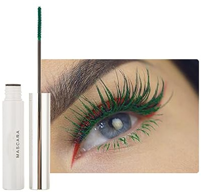 2PCS Wasserfeste Wimperntusche Eyelash Primer, farbenfrohe Fiber Extra Long Voluminous Lash Mascara, Volumen, Schwung, Verlängerung & Smudge Free Mascara (07# Green)