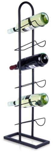 Vilde Weinregal Flaschenständer Weinhalter Flaschenregal Weinflaschenhalter aus Metall für 6 Flaschen schwarz 27x13x84,5 cm