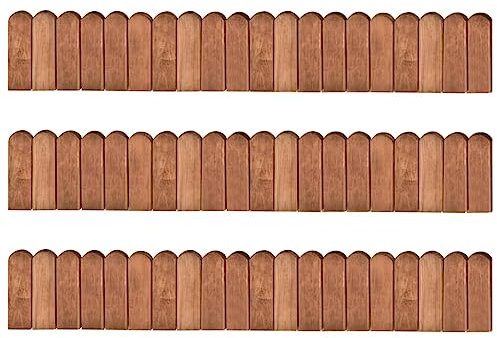 Borde de Jardín, Borde de Césped Borde de Césped Cerca de Césped Rodillos de Borde 3 unids 120 cm Madera de pino impregnado