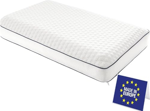 SLEEP COMFY Luxury XL nackstödskudde med överdrag, Visco Memory Foam kudde, OEKO-TEX certifierad ergonomisk, ortopedisk nackkudde huvudkudde, sovkudde för att sova på magen, sidosovare