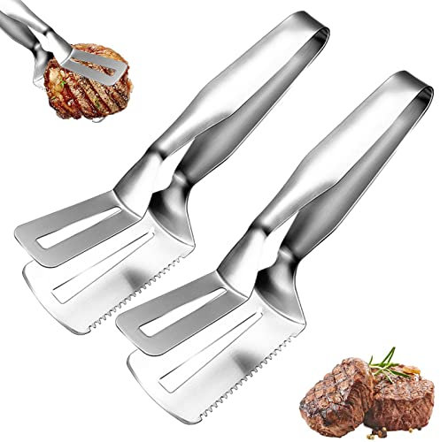 Monsully Lot de 2 pinces à barbecue, pinces de cuisine, pinces de service alimentaire, pinces de cuisine, pinces à frire pour pâtes, salade, barbecue, gâteau, fête à la maison, 26 cm