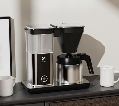 ZACHVO Kaffeemaschine mit Thermokanne, Filterkaffeemaschine, Fropf-Stopp, Auto-Abschaltung, 1,25 Liter, schwarz