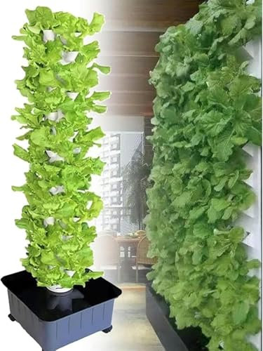 WJYTDHIQS Tour hydroponique 15 étages 45 Trous, système de Culture aquaponique, Équipement De La Tour De Culture d'air Vertical, Fruits et légumes avec Pompe hydratante