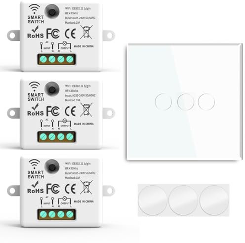 Acmerota Wireless Switch Quick Create or Relocate On/Off Switches for Light LampAppliances 1 Remotes and 3 Receiver Remote Control Light Switch Kit,100M