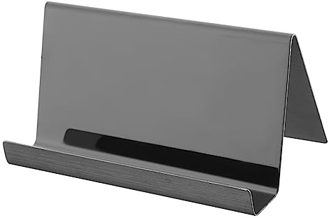 SEWACC Porte-cartes de Visite en Acier Inoxydable Noir pour Bureau Support Téléphone, Design Professionnel et Élégant, pour Expositions et Organisation des Cartes