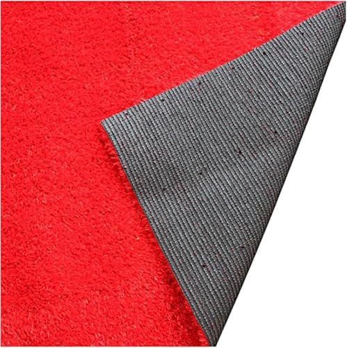 7UIYgtyO LNNNW Outdoor Replacement Artificial Grass Fake Turf Roll, Easy to Clean, Red Artificial Grass Lawn Carpet with Drainage Holes(150x200cm)