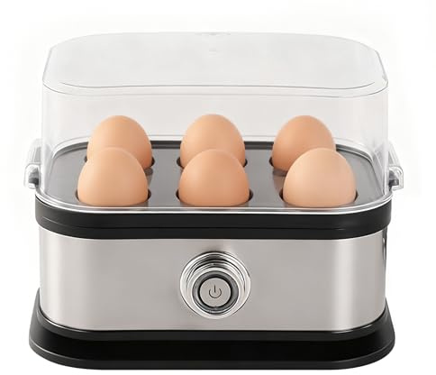 Mimoqk Cuiseur à Œufs | 6 Emplacements Minuterie Réglable Avec Arrêt Automatique | Machine À Œufs Pochés Et Cuiseur Vapeur,Pour à la Coque Durs Omelette Sandwich - Maison Cuisine Voyage Camping