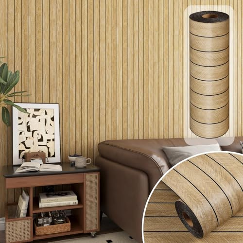 Decotalk Pannelli Decorativi per Pareti Camera da Letto Legno Marrone 60X400cm Spesso Pannelli Decorativi per Pareti Legno Carta da Parati Adesiva Muro 3D Pannello Murali Decorativo Parete per Interne