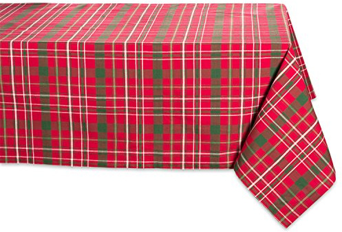 DII Tartan Holly Rutig, bomull, röd & grön, fyrkantig jul bordsduk, 52 x 52