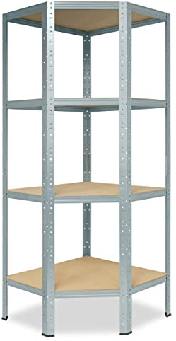 shelfplaza® 155x60x30cm Home étagère d'angle galvanisé/Etagere Angle en Metal 4 Niveaux/etagères d'angle avec capacité Charge 175kg par Niveau/Etagere d'angle comme Etagere Rangement