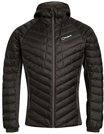 Berghaus Men's Tephra Stretch Reflect Hooded Insulated Down Jacket | Extra Warmth | Windproof Insulated Jacket, Black/Black, L