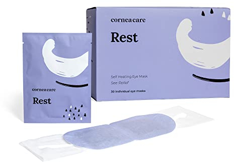 CorneaCare Rest: Self Heating Warm Compress for Dry Eyes | Heated Eye Mask for Fast Relief | No Microwave or Washcloth Needed | Travel Ready | 30 Count