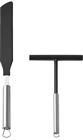 Spatola per Crêpe, Kit Spatola in Acciaio Inox Crepiera Spatola per Pastella Spatola per Crepe Pancake Turner Strumento per Crepe Pan Maker Acciaio Inossidabile e Silicone