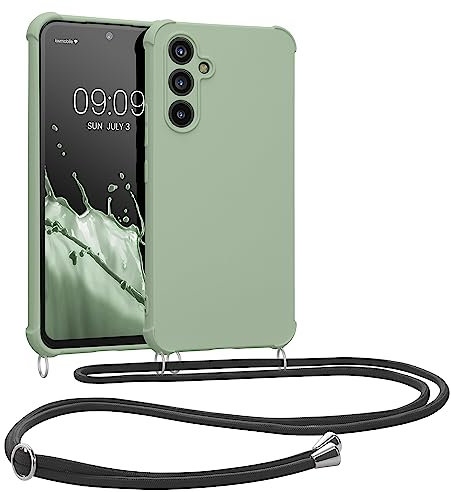 kwmobile Necklace Case kompatibel mit Samsung Galaxy A54 5G Hülle - Cover mit Kordel zum Umhängen - Silikon Schutzhülle Graugrün