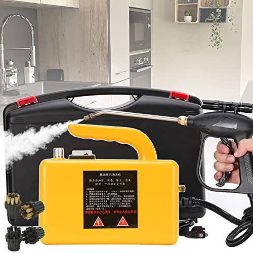 Handheld Steam Cleaner,2600w Car Steam Cleaners For Home Use Wet And Dry Adjustable,Portable Steam Cleaner For Cleaning With 2.5m Steam Pipe,High Pressure Steam Cleaner For Car Detailing,Yellow