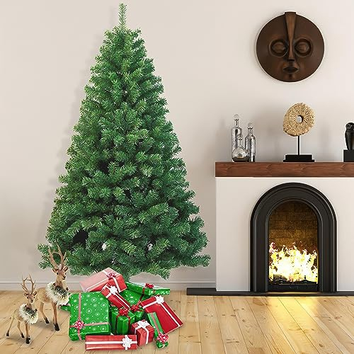 Jopassy Sapin de Noël artificiel 120 cm - En plastique - 200 pointes - Montage rapide - Résistant au feu - Avec support pour sapin de Noël - Vert