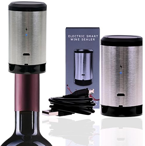 KUBEDIN Wine Preserver Automatic Vacuum Pump Sealer Kit with Reusable Stopper, Rechargeable USB-C Wine Saver for Enthusiasts