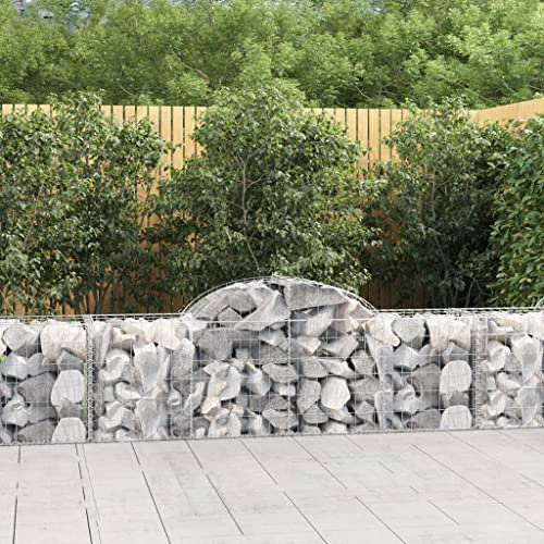 Gabion pour Pierre, Panier à Pierre Panier de Gabion Cage à Pierre Panier de gabions arqué 200x50x60/80 cm Fer galvanisé